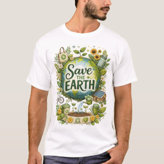 Camiseta Salve a Terra – Ilustração Ecológica da Natureza
