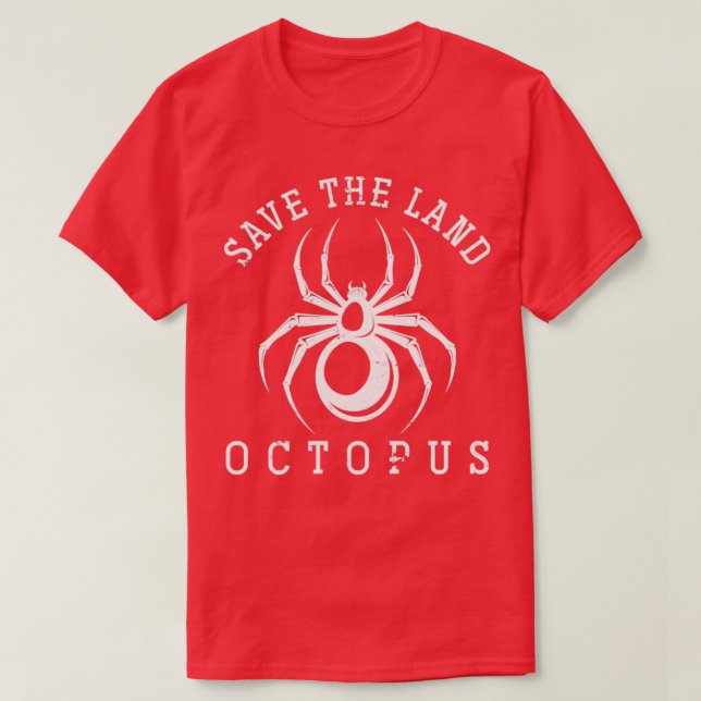 Camiseta Salve A Terra Octopus Aranha Engraçada (Frente do Design)