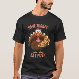 Camiseta Salve a Turquia Coma Pizza Engraçado Obrigados na 