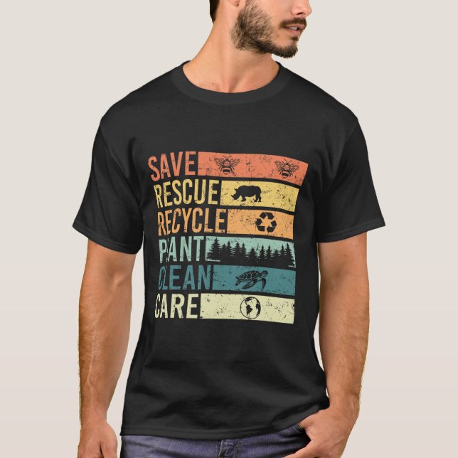 Camiseta Salve Abelhas Resgate Animais Recicle Plástico Dia (Frente)