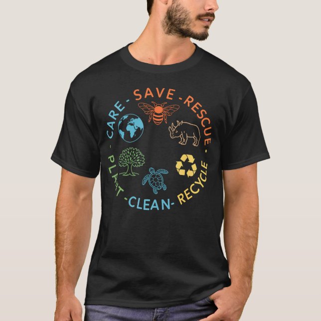 Camiseta Salve Abelhas Resgate Animais Recicle Plástico Ter (Frente)