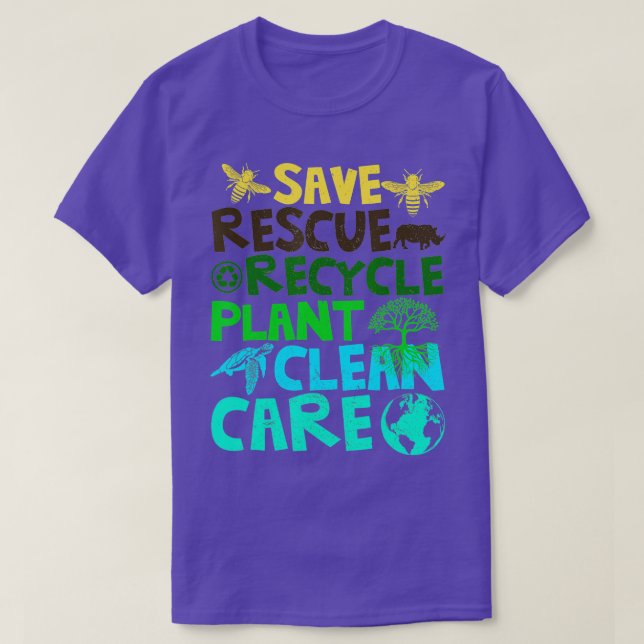 Camiseta Salve Abelhas Salvando Animais Reciclar Plastict E (Frente do Design)