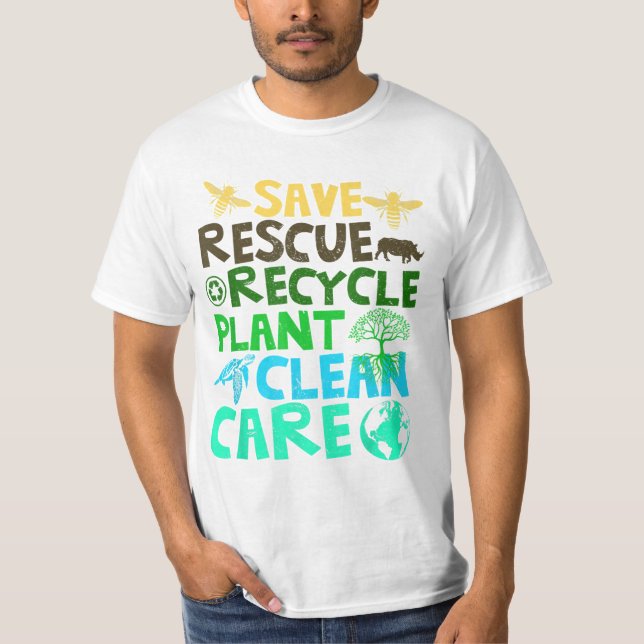 Camiseta Salve Abelhas Salvando Animais Reciclar Plastict E (Frente)