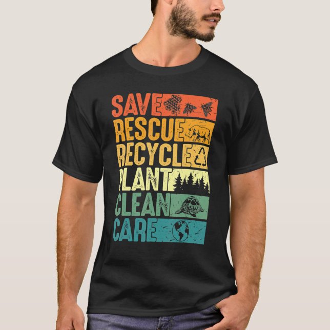 Camiseta Salve Abelhas Salvando Árvores Vegetais Limpos Mar (Frente)