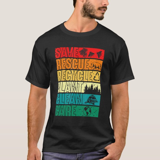 Camiseta Salve Abelhas Salvando Árvores Vegetais Limpos Mar (Frente)