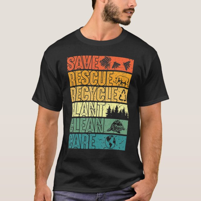 Camiseta Salve Abelhas Salvando Árvores Vegetais Limpos Mar (Frente)