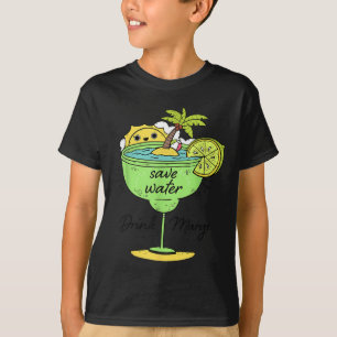 Camiseta Salve água Bebida Margs Funny Margarita Amadurece