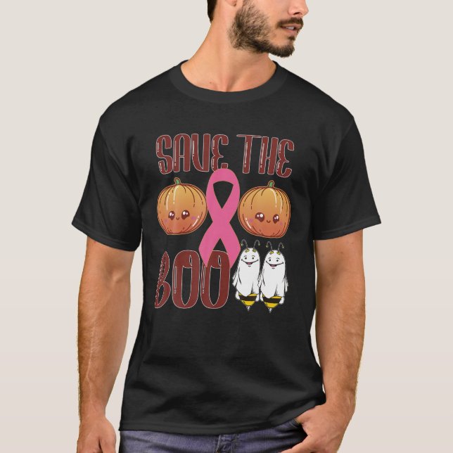 Camiseta Salve As Abelhas Boo Halloween Cancer De Mama Engr (Frente)
