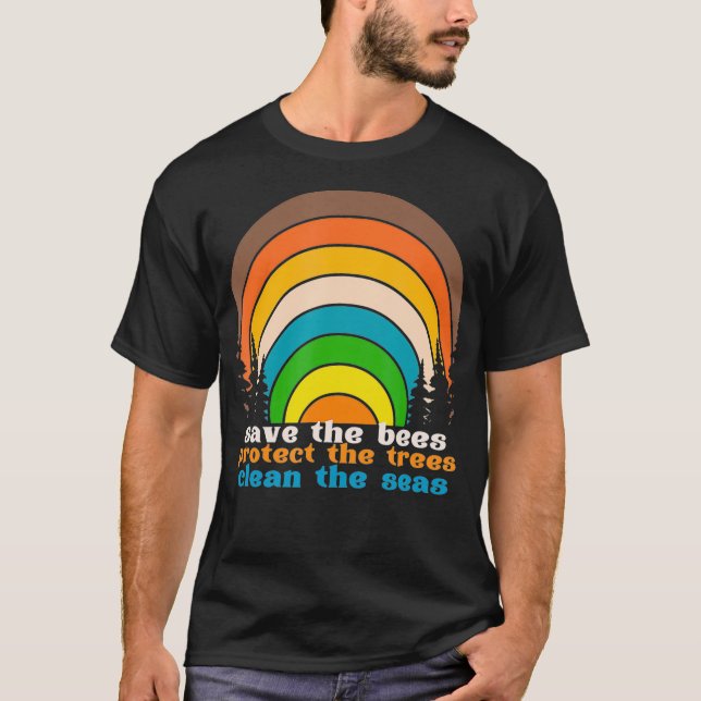 Camiseta Salve as Abelhas Proteja as Árvores Limpe a Coluna (Frente)