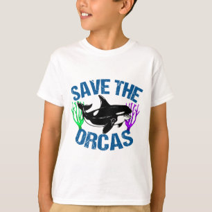 Camiseta Salve as Crianças Animais do Oceano Cinto de Orcas