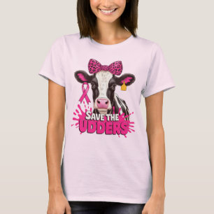 Camiseta Salve as Tetas - Vaca Engraçada do Câncer de Mama