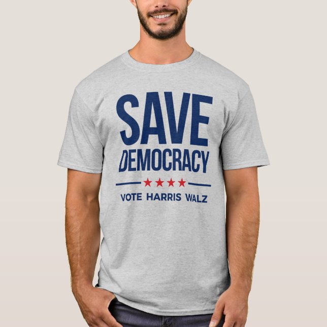Camiseta SALVE DEMOCRACIA - Vote Harris Walz (Frente)