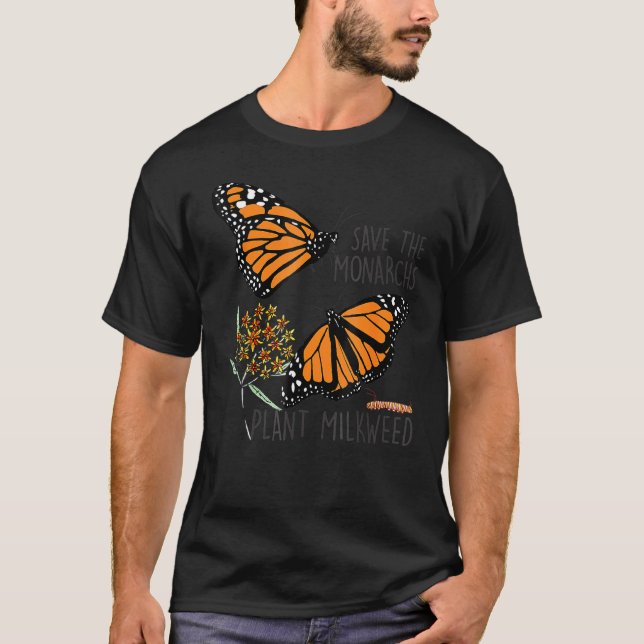 Camiseta Salve esses monarcas plantando somas de borboleta (Frente)