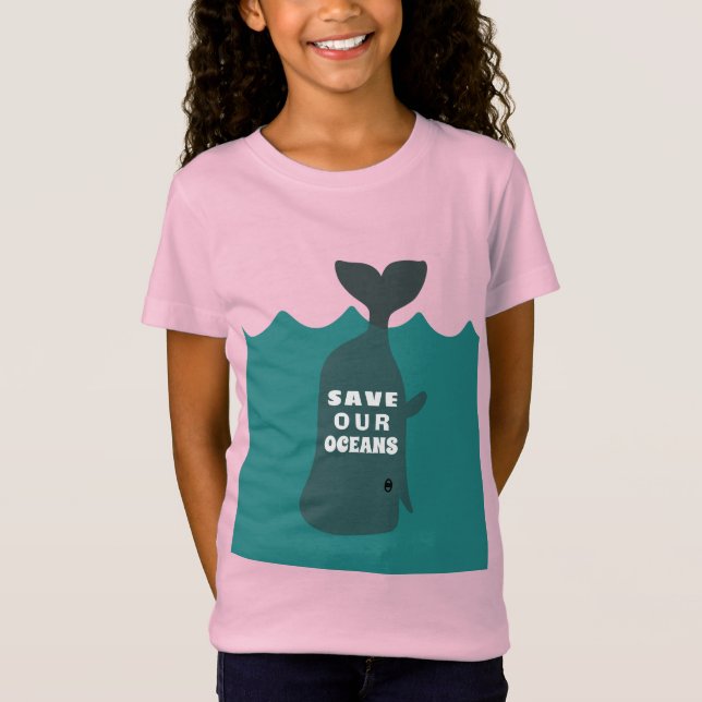 Camiseta Salve nossa moça de baleia de arte ambiental dos o (Frente)