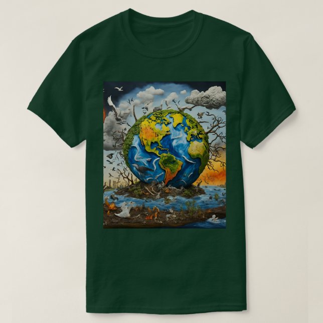 Camiseta Salve nossa Terra de T-Shirt Aquecendo Global (Frente do Design)