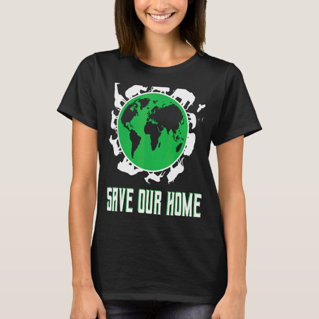 Camiseta Salve nosso ambiente planetário do Dia da Terra (Frente)