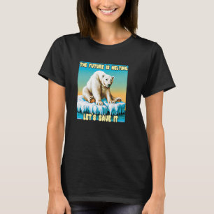 Camiseta Salve nosso Urso Triste Ártico no Gelo Derretido