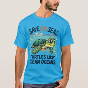 Camiseta Salve Nossos Mares - Tartarugas Como Oceanos Limpo