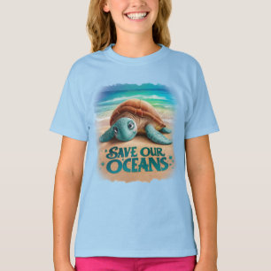 Camiseta Salve nossos oceanos Proteção Oceânica e Marinha