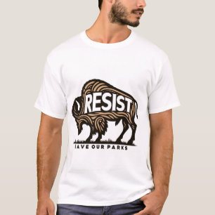 Camiseta Salve nossos parques Retro Bison Resistir ao Meio