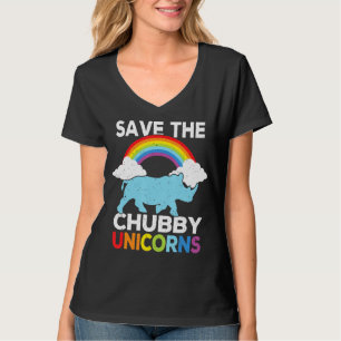 Camiseta Salve O Chubby Unicórns Engraçado Cute Rhino Rainb