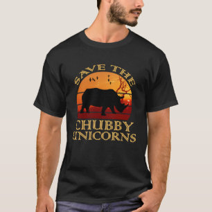 Camiseta Salve O Chubby Unicórns Rhino Animal Sunset Engraç