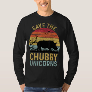 Camiseta Salve O Chubby Unicorns Vintage Funny Rhino Anima