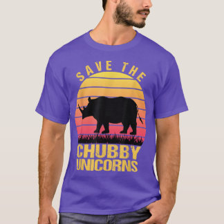 Camiseta Salve O Chubby Unicórns Vintage Retro Funny Rhino