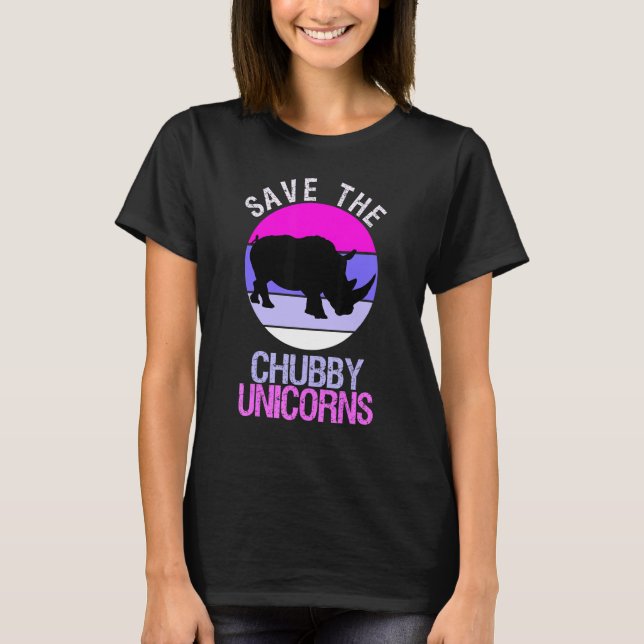 Camiseta Salve O Estilo Retroativo Chubby Unicorns Rhino 1 (Frente)