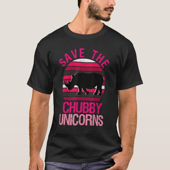 Camiseta Salve O Estilo Retroativo Chubby Unicorns Rhino 3 (Frente)