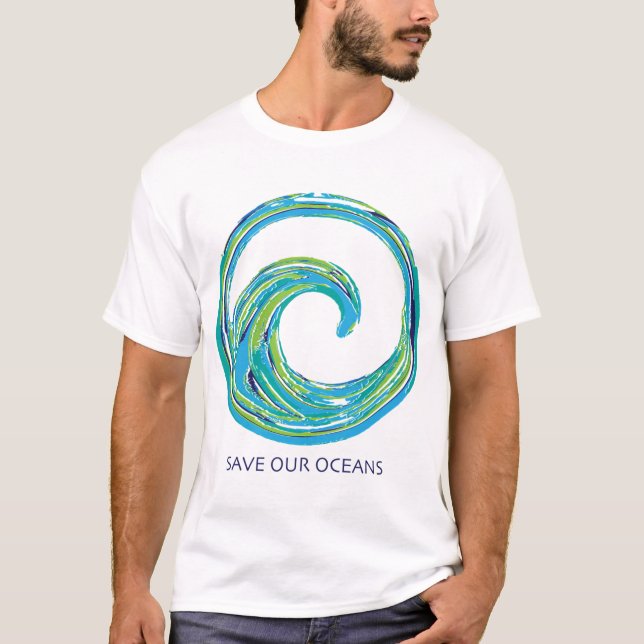 Camiseta Salve o Impressão da Onda de Tidal dos Nossos Ocea (Frente)