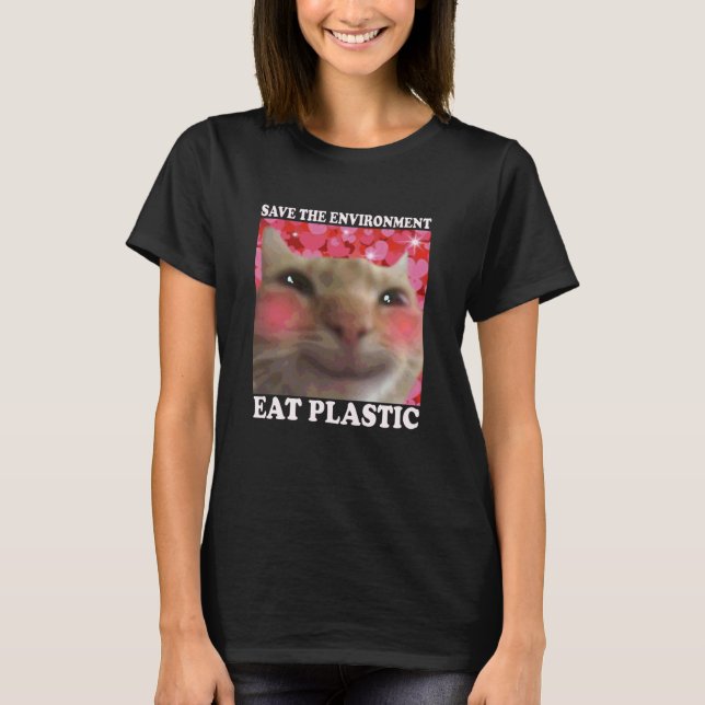 Camiseta Salve O Meio Ambiente Coma Gato Plástico - Coma Pl (Frente)
