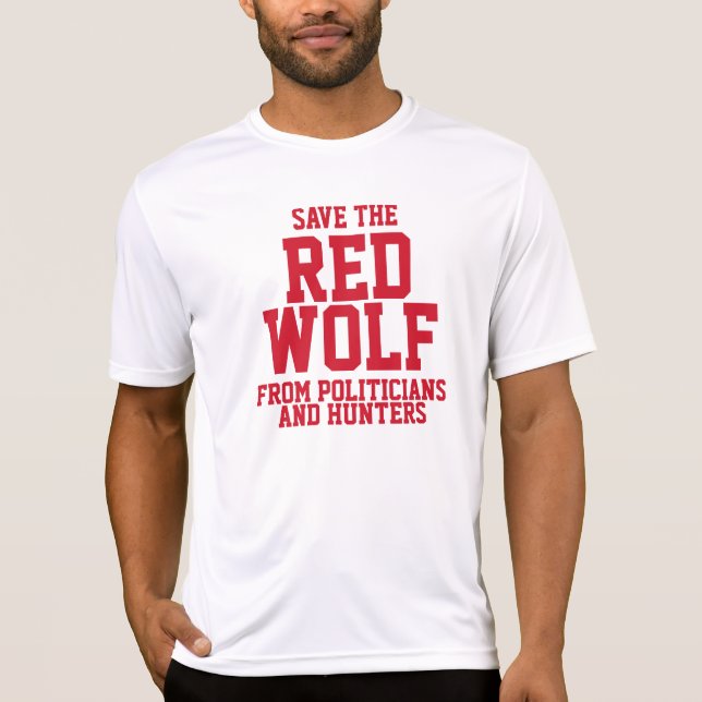 Camiseta Salve o nosso Lobo Vermelho ameaçado (Frente)