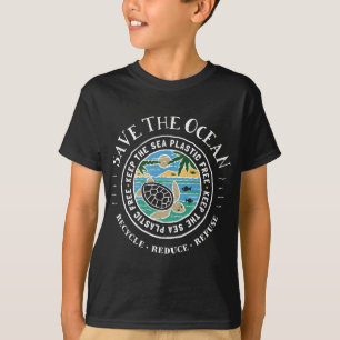 Camiseta Salve O Oceano Mantenha A Tartaruga Livre De Plást