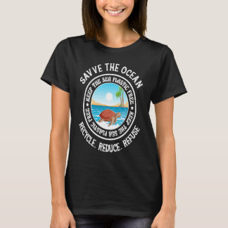 Camiseta Salve O Oceano Mantenha O Mar Livre De Plástico Ta