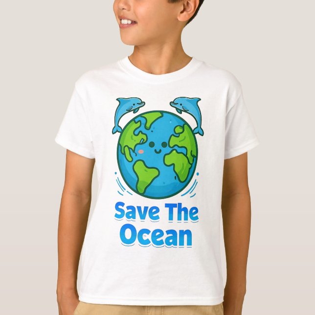 Camiseta Salve o Oceano, Salve a Terra e a Terra dos Golfin (Frente)