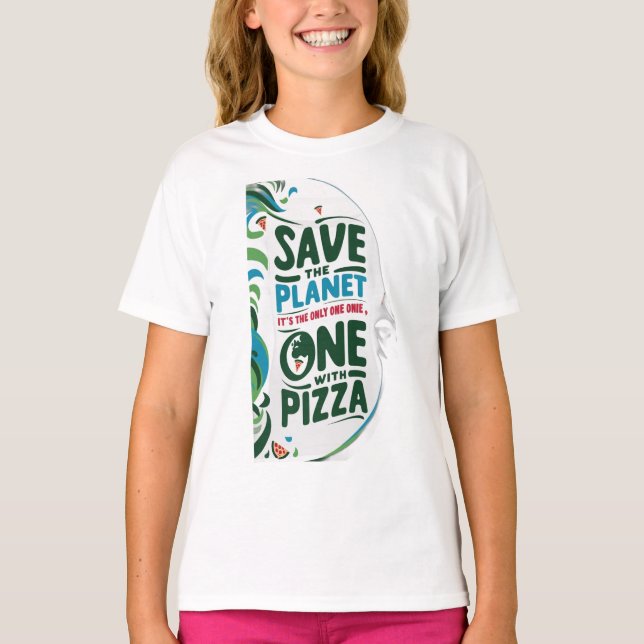 Camiseta Salve o planeta, é o único com pizza (Frente)
