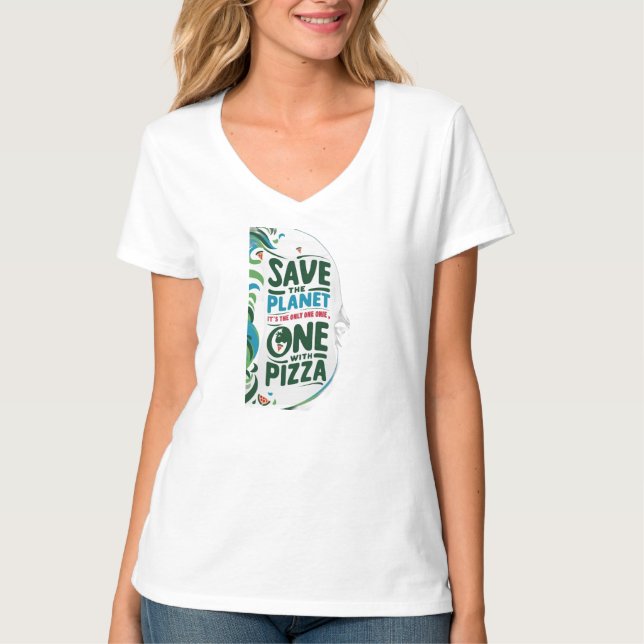 Camiseta Salve o planeta, é o único com pizza (Frente)