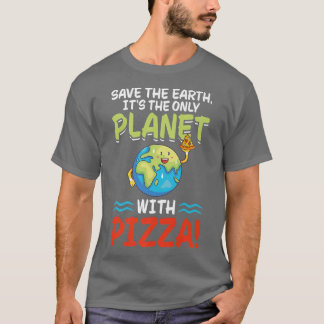 Camiseta Salve o planeta Terra com Pizza no mundo Engraçado