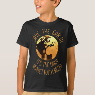 Camiseta Salve O Planeta Única Da Terra Com Pizza Engraçado