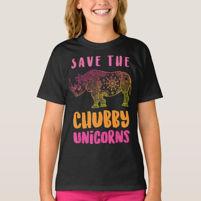 Camiseta Salve O Presente De Sobremesas De Chubby Unicorns  (Frente)