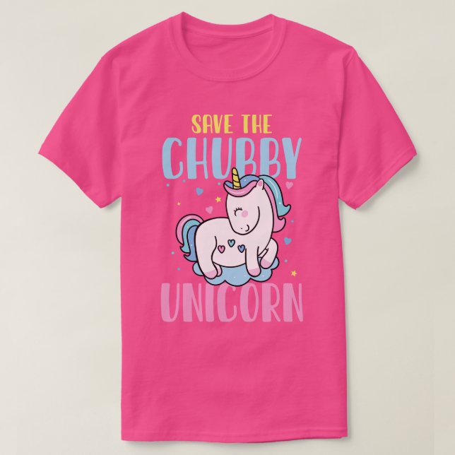 Camiseta Salve o presente mágico do Chubby Unicorn (Frente do Design)