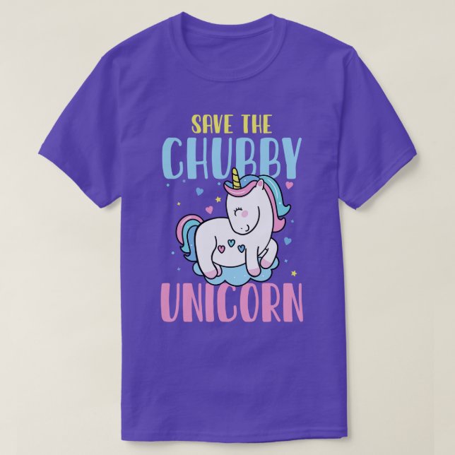 Camiseta Salve o presente mágico do Chubby Unicorn (Frente do Design)