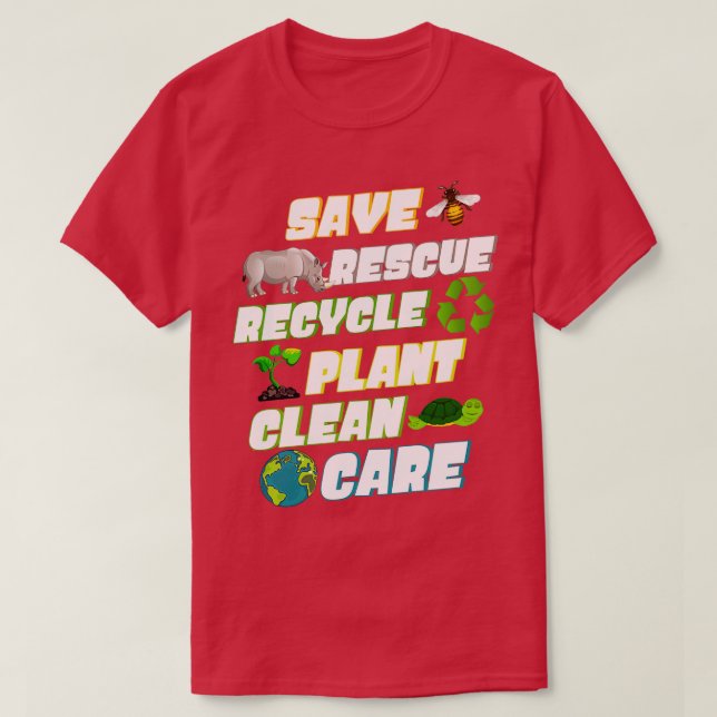 Camiseta Salve o Reciclar de resgate da planta de tratament (Frente do Design)