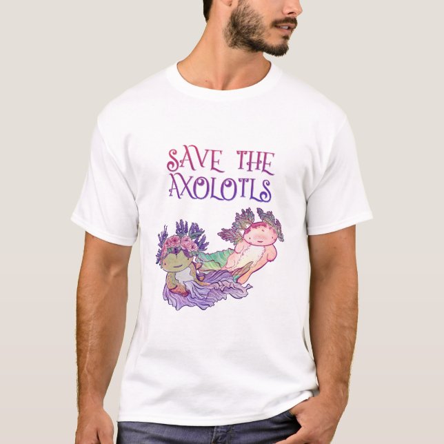 Camiseta Salve os Axolotls,Axolotl,Salamander T-Shirt (Frente)