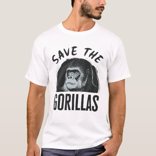 Camiseta Salve os Gorilas Gorilla Ameaçados de Extinção (Frente)