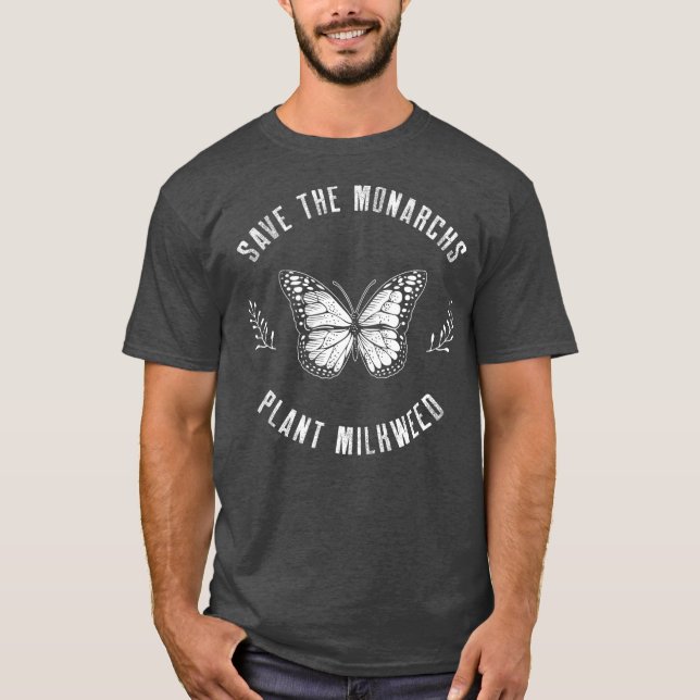 Camiseta Salve Os Monarcas Plantando Borboletas De Milkweed (Frente)