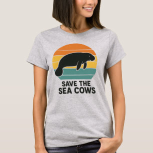 Camiseta Salve Os Peixes-Boi Retro Silhueta De Manatim Vint