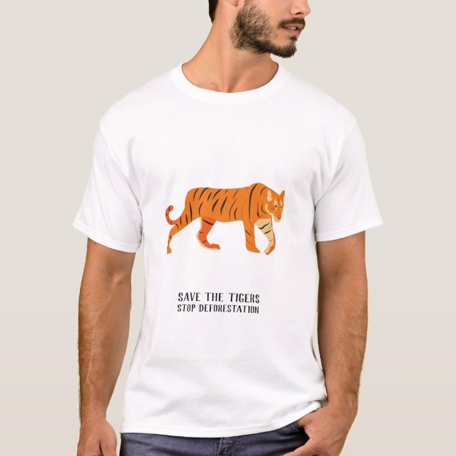 Camiseta Salve os tigres para parar o desmatamento (Frente)