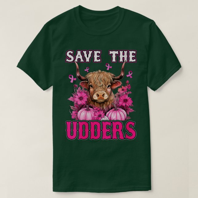 Camiseta Salve Os Udders Maluco Cabelo Highland Vaca Pink B (Frente do Design)